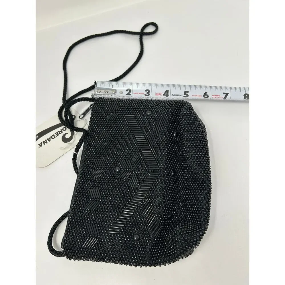 NEW Loredana Evening Bag Cross Body Black Beaded Prom Event Cocktail Party Glam